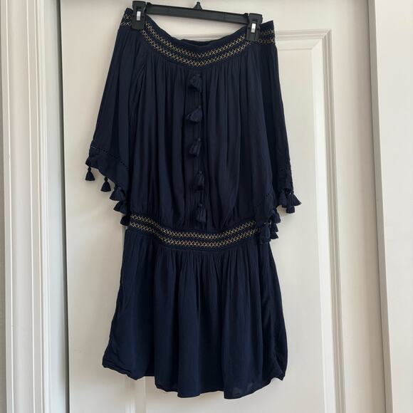 Lilly Pulitzer Women’s Navy Joelle Dress Boho Off The Shoulder Vacation Resort S - Picture 2 of 12